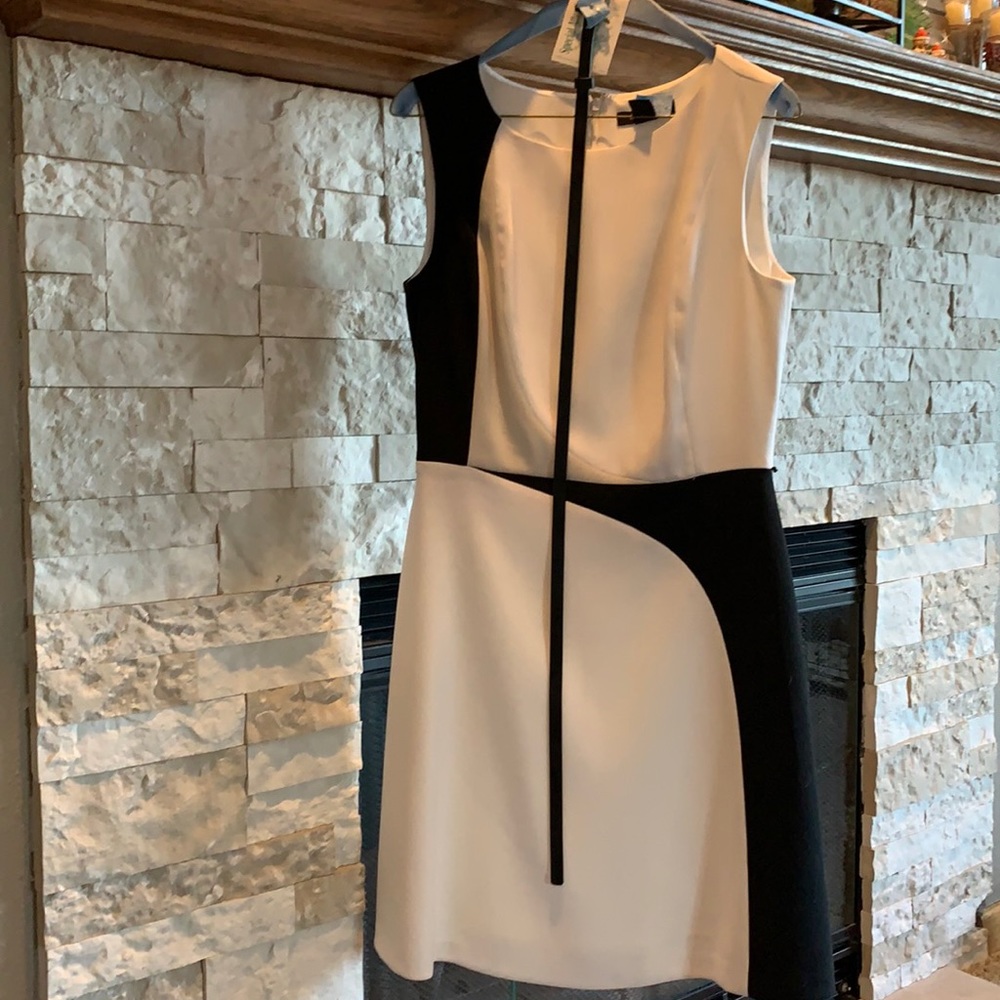 WHBM Sheath Black and White Dress